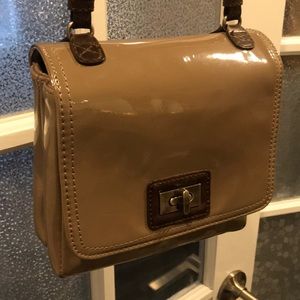 Zara Basic Collections tan and brown patent bag